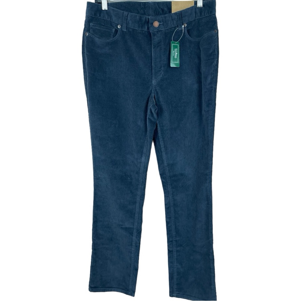 LL Bean Casco Cord Straight Leg Corduroy Pants Favorite Fit gunmetal grey 10 NWT